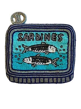Sardines in Tin Can Coin Purse, Sardines Beaded Bag Lily Posh